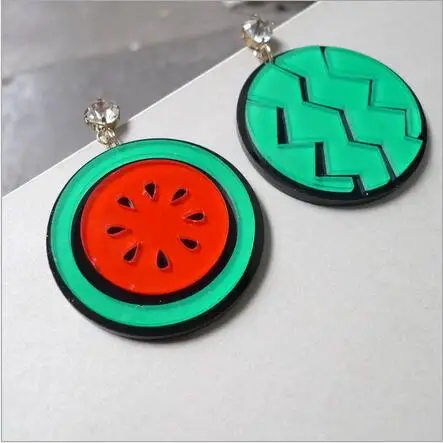 

New arrival acrylic personality watermelon drop earrings for women unisex party punk fashion jewelry fruit earrings accessories