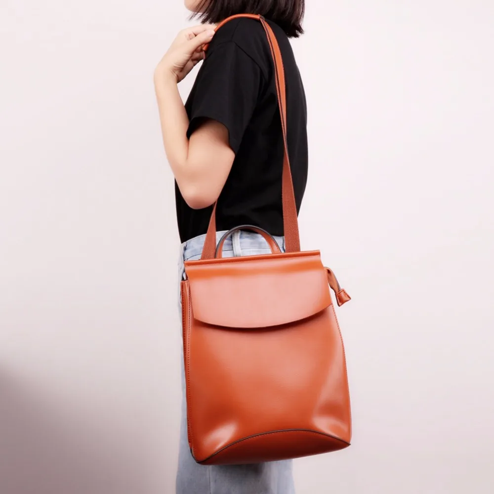 

High Quality Genuine Leather Fashion Women's Backpack School Bags Famous Backpack Women Travel Backpack Female For Teenage Girls