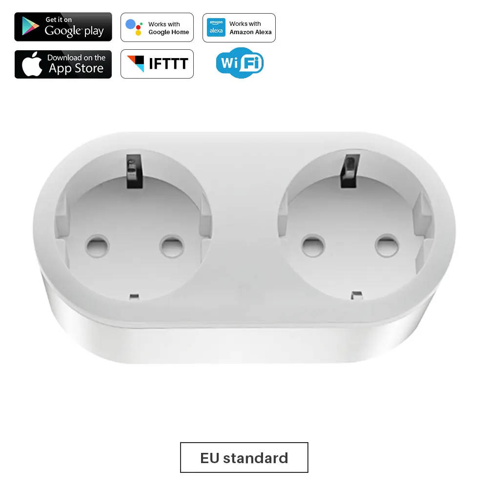 2 в 1 WiFi Smart Plug EU 16A розетка с монитором энергии приложение Управление работает с Google Home Mini Alexa IFTTT - Цвет: Option 1