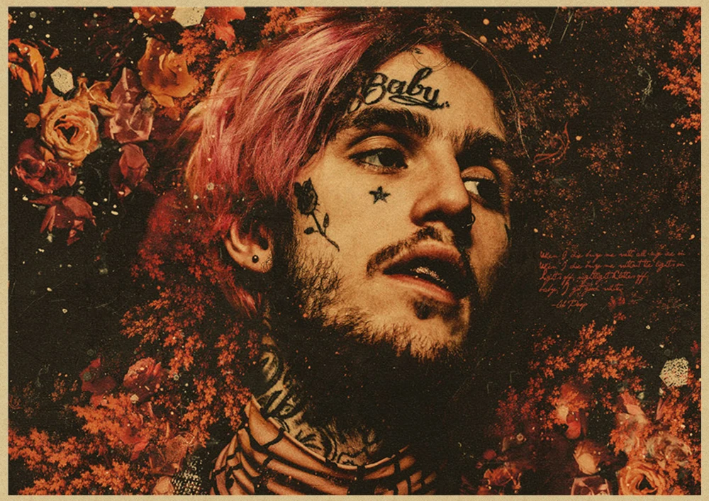 Рэпер Lil Peep плакат крафт-бумага наклейки на стену ВИНТАЖНЫЙ ПЛАКАТ качество для гостиной домашний декор