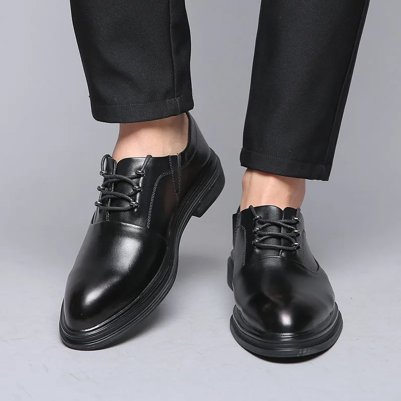 

2019 Men Oxford Shoes Genuine Leather Brown Black Dress Shoes Wedding Party Men Formal Shoes