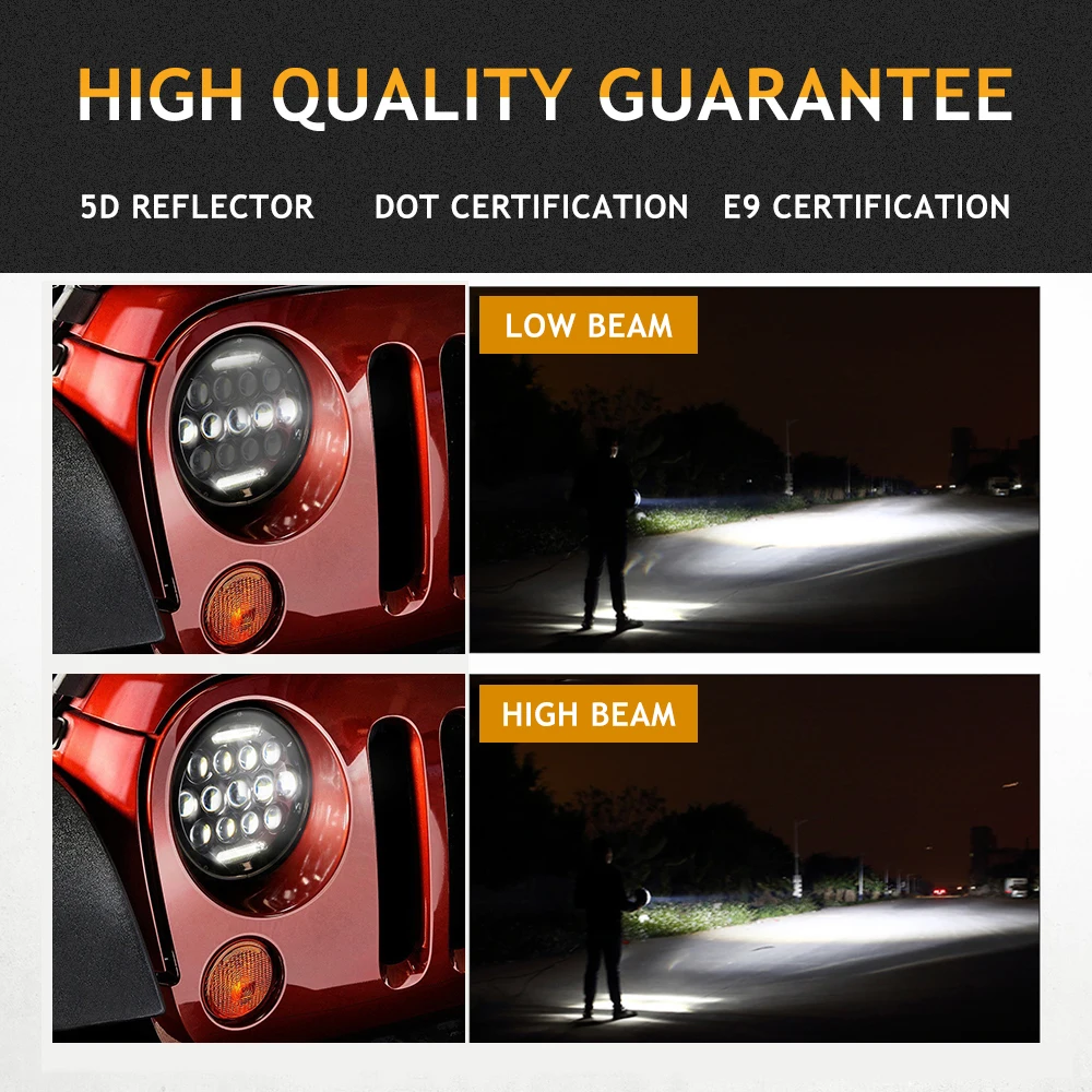  CO LIGHT 5D Multicolor 7 inch Led Headlight RGB 150W Custom Color Bluetooth Hi/Lo Led 12V 24V for J - 32958481201