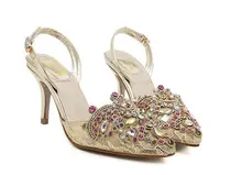 Size 4~9 Crystal Lace Wedding Shoes Top Quality Women Shoes Women Pumps 2016