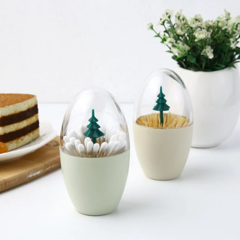 

Creative Swab Box Toothpicks Holder Cotton Cotton Bud Holder Case Table Decorate Storage Creative egg-shaped Swab With Lid