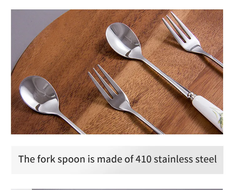 Cutlery Tableware Set with Gift Box Chinese Ceramic Fork Spoon Flatware Set Stainless Steel Dinnerware Christmas Gift5