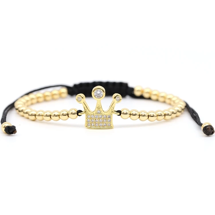 

2019 New Trendy Crown Men Bracelet Braided Macrame Adjustable Bracelet Copper Strand Bracelet For Men Women Jewelry Gift
