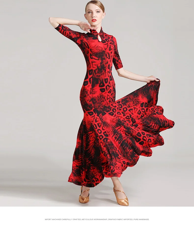 Взрослых современный платье для танцев женские Cheongsam воротник танец Практика одежды взрослых бальные Вальс Танго Костюм B-6141