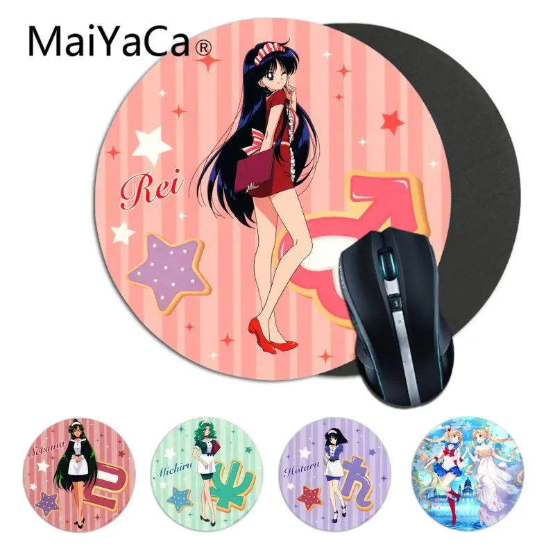 

Maiyaca sailor moon anime airl DIY Design Pattern Game Round Mousepad gaming Mouse pad Rug For PC Laptop Notebook gamer desk pad