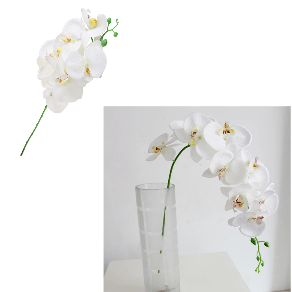4 Piece Long Stem Phalaenopsis White Orchid for Home Wedding Hotel Office Decoration