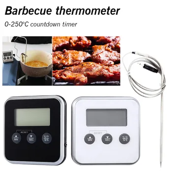 

Oven Kitchen Food Thermometer LCD Digital Meat Barbecue BBQ Cooking Thermometer Timer Remote Probe With Probe