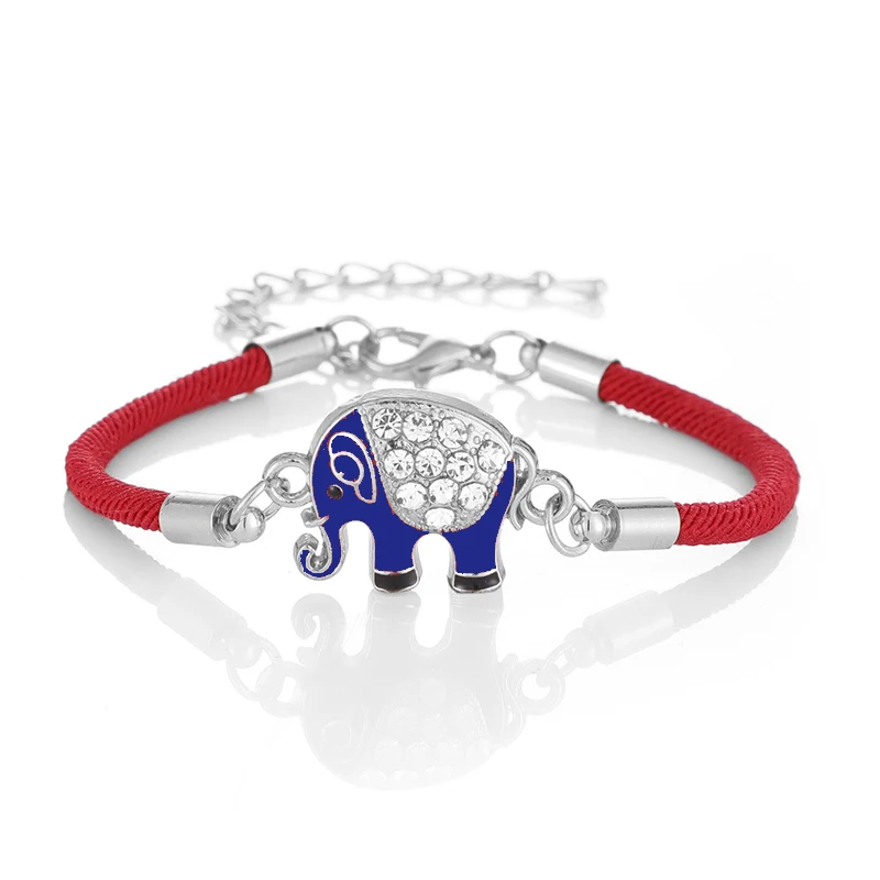 Винтажный очаровательный браслет со слоном, красная счастливая веревка, женский браслет для пары, ручная работа, веревка для семьи ювелирный подарок