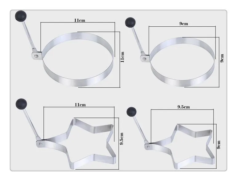 Толстая форма для омлета из нержавеющей стали, креативные модели жареных яиц в форме сердца, набор инструментов для приготовления пищи, 4 шт./компл., кухонные гаджеты, яичная плита