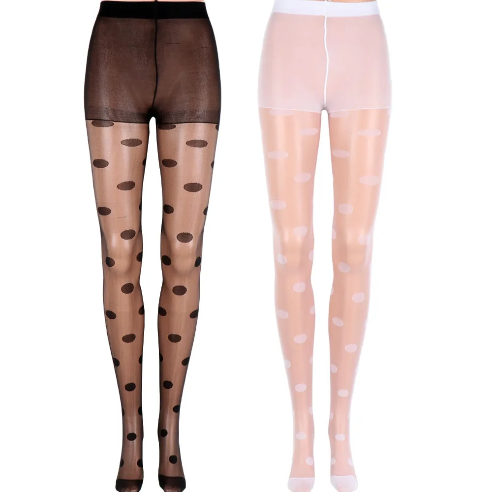 

Women's Tights Classic Polka Dot Silk Stockings Ladies Vintage Faux Tattoo Round Dot Stockings Pantyhose Female Hosiery 2 Colors