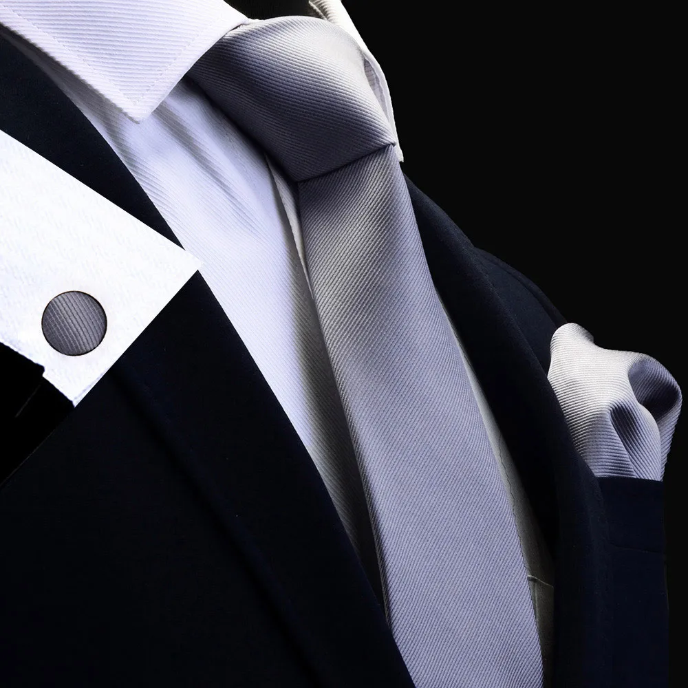 GUSLESON Новые Модные Классические однотонные простые мужские галстуки карманные Квадратные Запонки Набор красный желтый зеленый шелковый галстук костюм свадебный бизнес - Цвет: 05