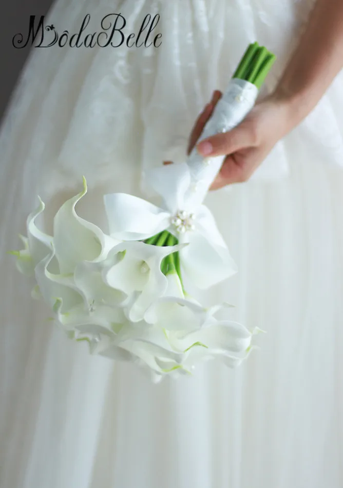 Винтажный 2017 на заказ белый букет Калла лилии хрустальные ручной свадебные цветы