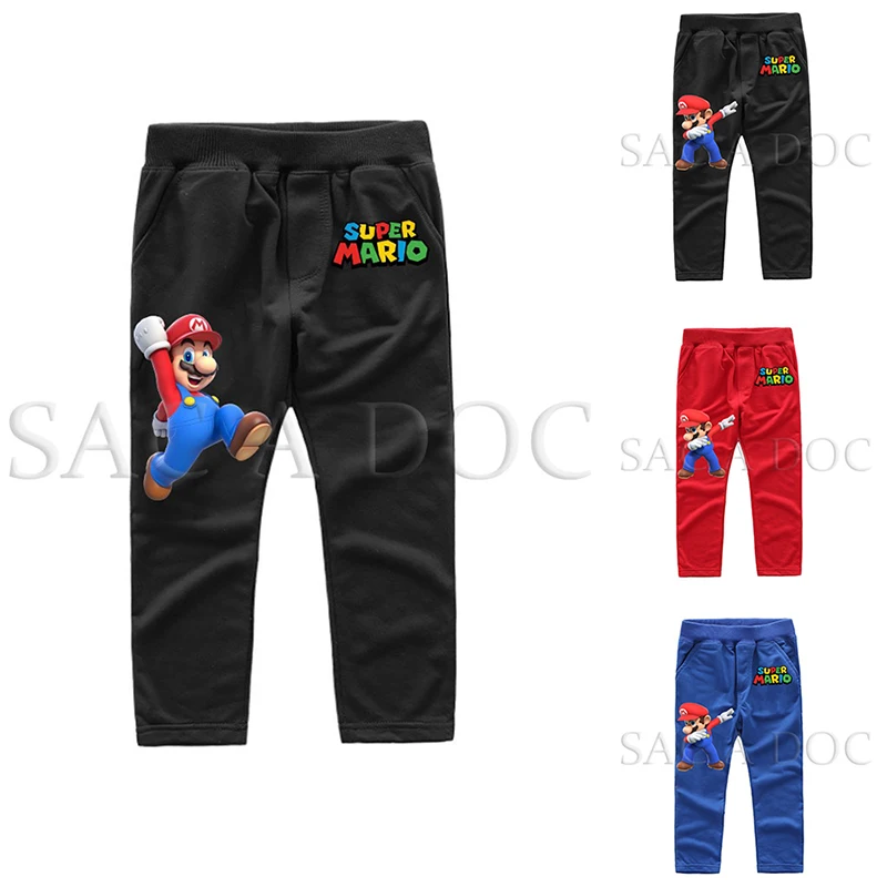 Cartoon Super Mario Print Straight Pants Kids Fashion Casual Sweatpants