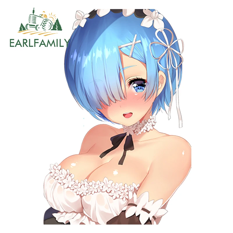 

EARLFAMILY 13cm x 9cm Sexy Girl Anime Re Zero Kara Hajimeru Isekai Seikatsu DIY Car Sticker Rem Render Waterproof Accessories