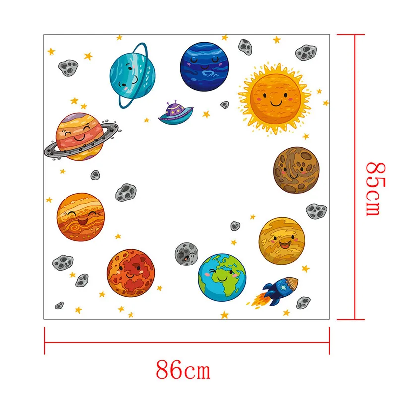 Обои на тему солнечной системы реалистичные художественные Декорации для детских садов Водонепроницаемая мультяшная Наклейка на стену из ПВХ детская комната красочный Пастер