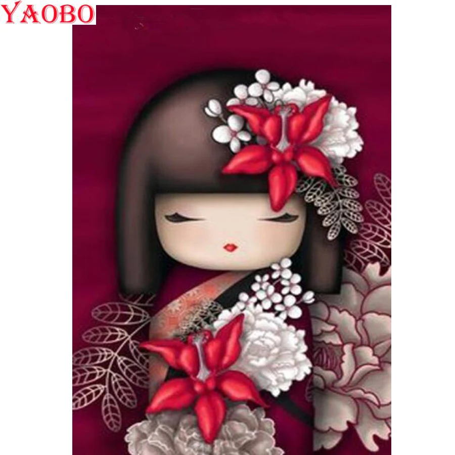 Кимоно девушка японский мультфильм 5d diy Алмазная мозаика полностью квадратная