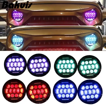 

2X Wrangler 7inch RGB DRL Halo Ring Round LED Headlights Angel Eyes with Multicolor Bluetooth Remote Control for Jeep lada 4x4