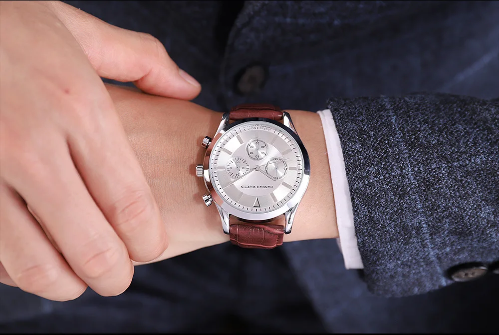 Ханна Мартин кварцевые часы Для мужчин лучший бренд класса люкс Водонепроницаемый Модные мужские военные спортивные Relojes кожаный ремешок ручной наручные часы