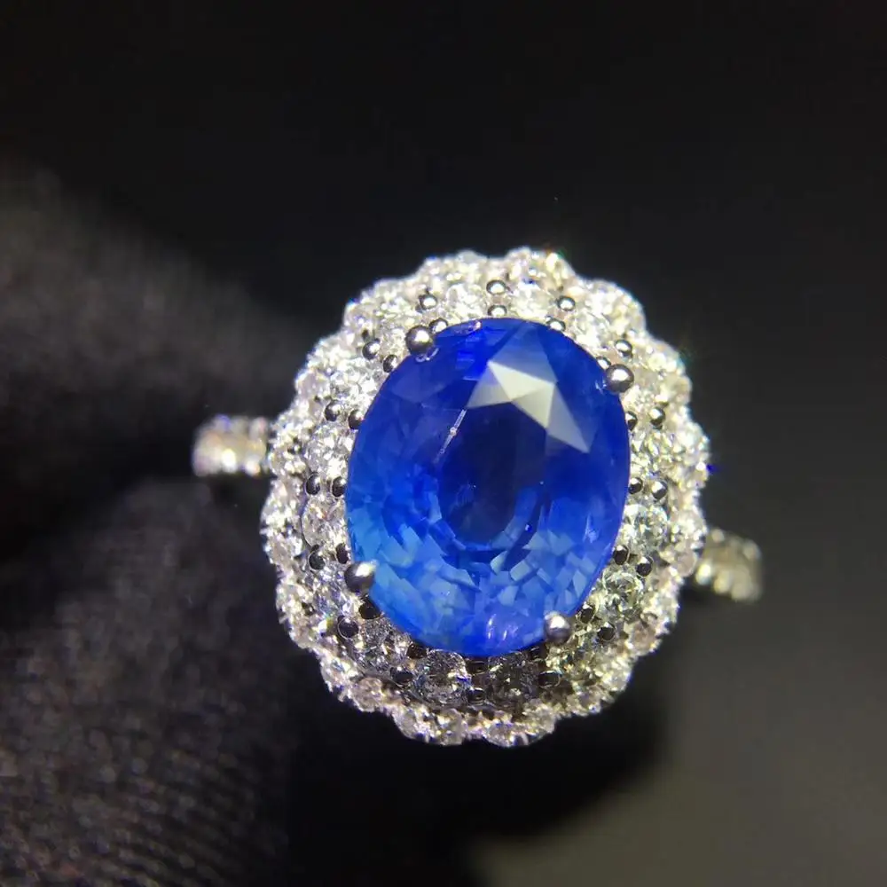 Ювелирные изделия из сапфира кольцо натуральный 3.75ct Cornflowerl драгоценный камень