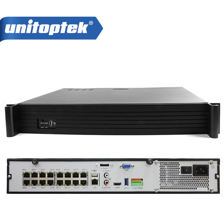 

1.5U Casing 16CH 2.0MP/9CH 5MP NVR With 16Port POE Power For 3MP/1080P POE IP Camera Video Recorder CMS Software Onvif P2P View