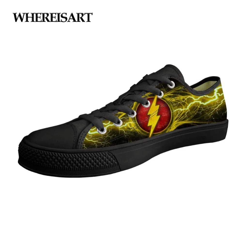 

WHEREISART Male Vulcanized Shoes Cartoon Flash Printed Low Top Man's Canvas Shoes Low Top Sneakers Woman Shoes Spring Summer