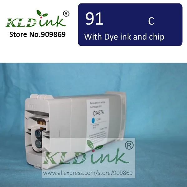 

[KLD Ink] Compatible HP91 C9467A CYAN Dye ink cartridge for Designjet Z6100 printer