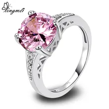 lingmei Wholesale Round Cut AAA Multi-Color CZ Silver Color Ring Size 6 7 8 9 10 11 12 13 Love Style Women Gift Free Shipping