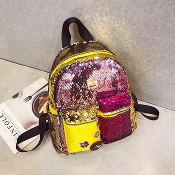

2019 Personality Trend Backpack Large Capacity Colorful Sequins Decorative Backpack Multi-function Fashion Wild Bag Diaper Bags