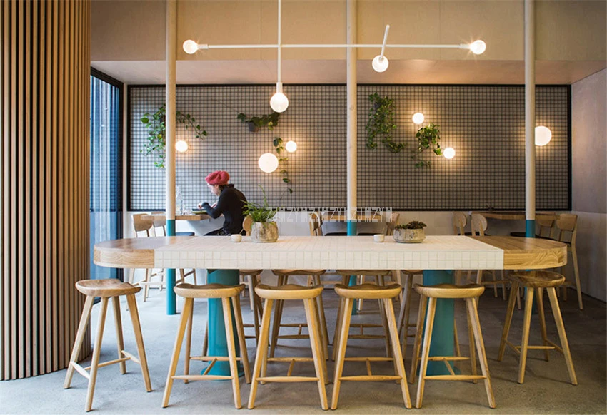 Скандинавском Стиле современная барная стойка стул полный твердой древесины Высокая подножка натуральный сосновый кофе магазин