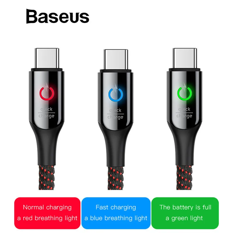 Baseus-Smart-Power-Off-USB-Type-C-Cable-Support-3A-Quick-Charge-3-0-for-samsung