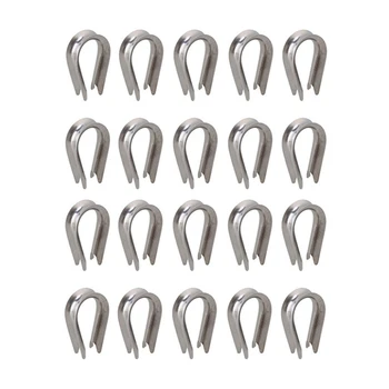 

20Pcs Silver Tone M6 304 Stainless Steel Galvanized Wire Cable Rope Thimble Winch Wire Loop