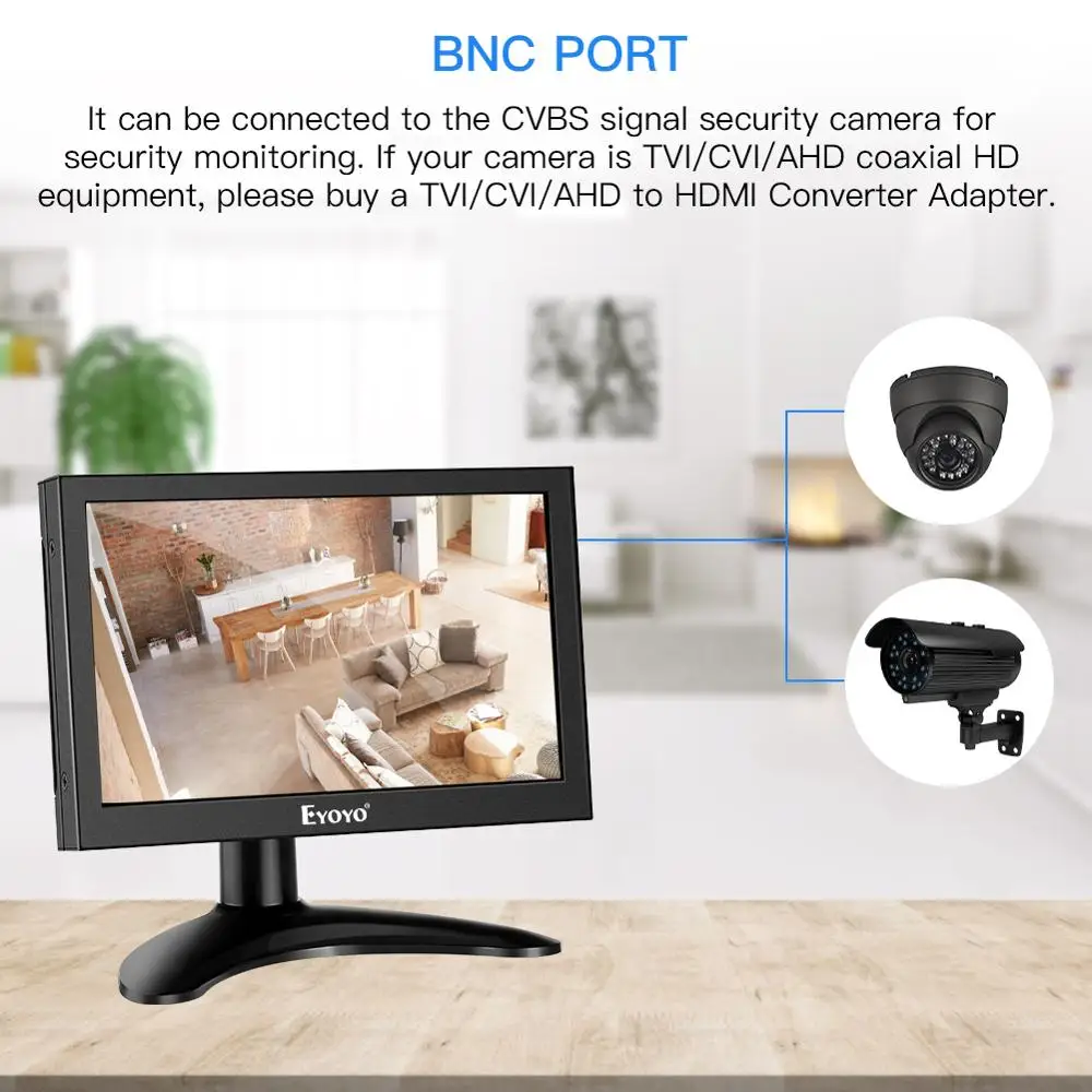 Eyoyo 7 inch Portable 1280x800 IPS LCD Screen Display HDMI TV Monitor Portable AV/HDMI/ BNC /VGA Input Raspberry Pi Monitor