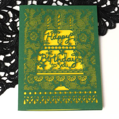 День рождения визитные открытки многоцелевой красивый лазерная резка поздравительные открытки - Цвет: Birthday Cake