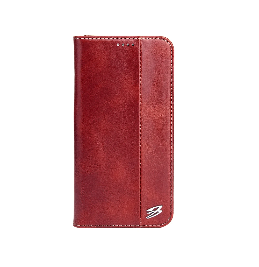

(Red) Fierre Shann Brand for iPhone X Case Genuine leather Wallet Case for iPhone X Magnetic Closure Card Slot,Folio Cover,Stand