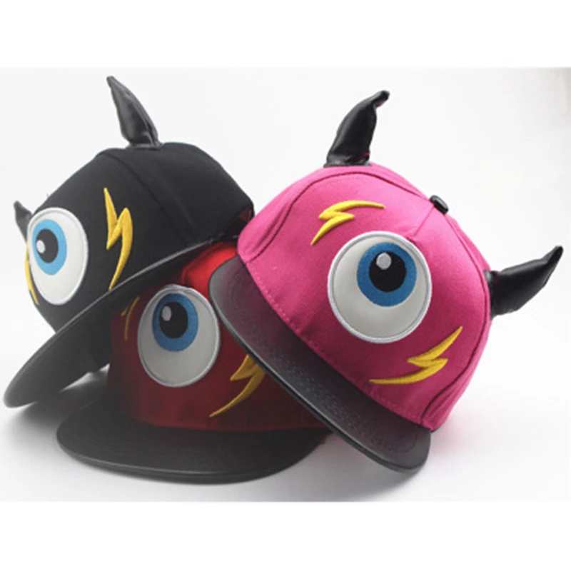 Мода для мальчиков и девочек Bone Gorras Snapback Lightning Маленький Дьявол Рога глаз хип хоп