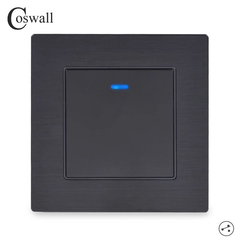 Us 5 83 40 Off Coswall 1 Gang 2 Way On Off Wall Light Switch Switched Led Indicator Pass Through Switch Knight Black Aluminum Metal