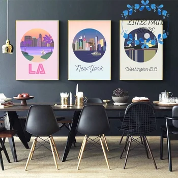 

Landscape Los AngelesNew York Washington DC City Art Canvas Poster Wall Picture for Living Room No Frame