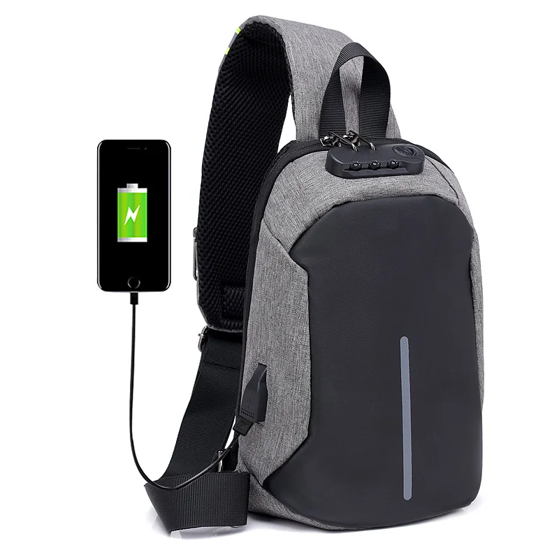 

Multifunction Crossbody Bags Men Usb Charging Chest Pack Short Trip Messengers Chest Bag Water Repellent Shoulder Bag Male