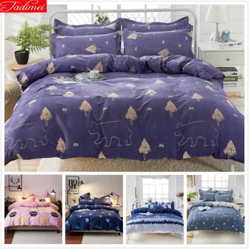 

New Creative Duet Cover Blue Bedding Set Cotton Soft Skin Fabric Bed Linens Kids Single Twin Full Queen King Size 1.5m 1.8m 2.2m