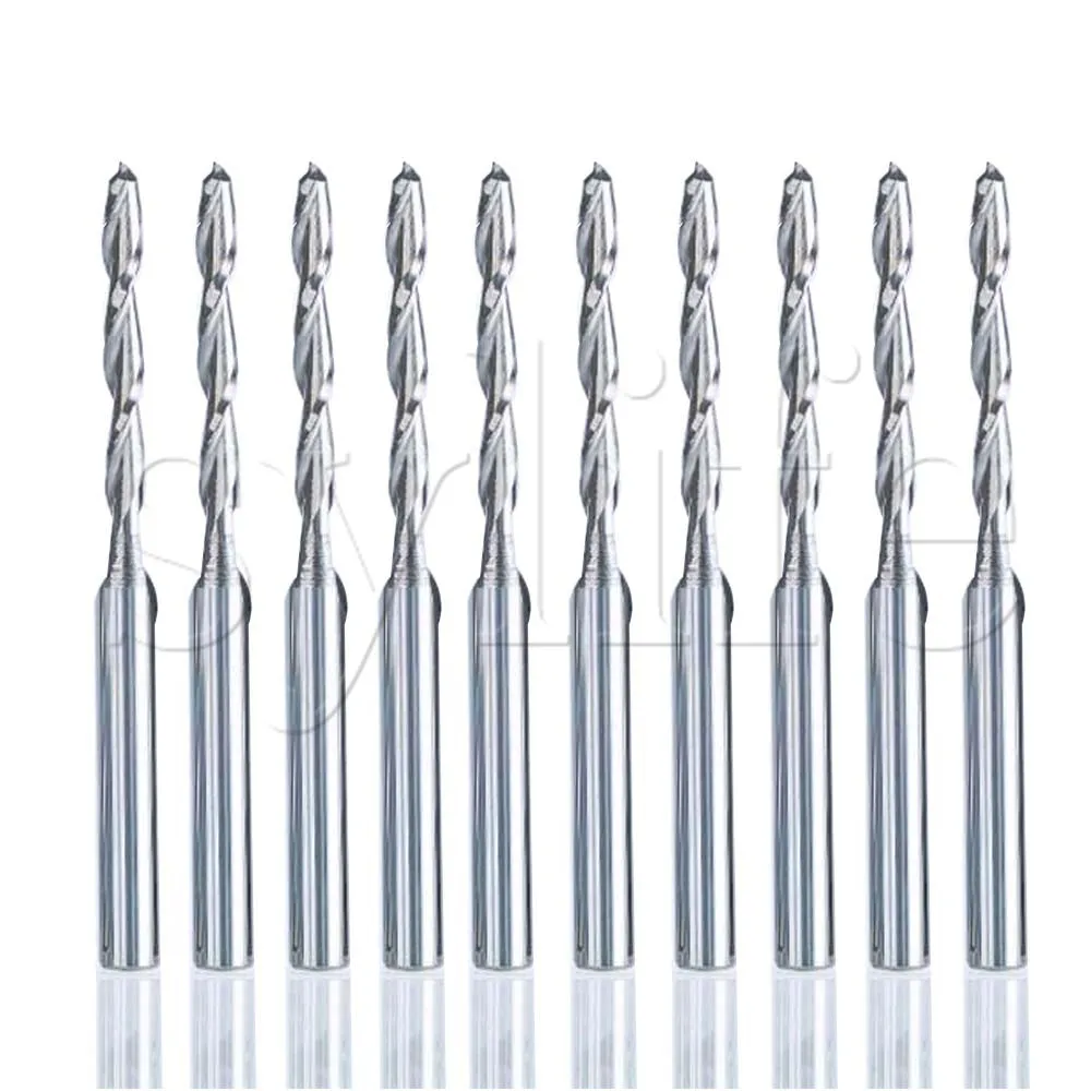 

5pcs 2mm Dia Carbide CNC Router Bits 22mm End Mills Ball Nose Spiral Cutters