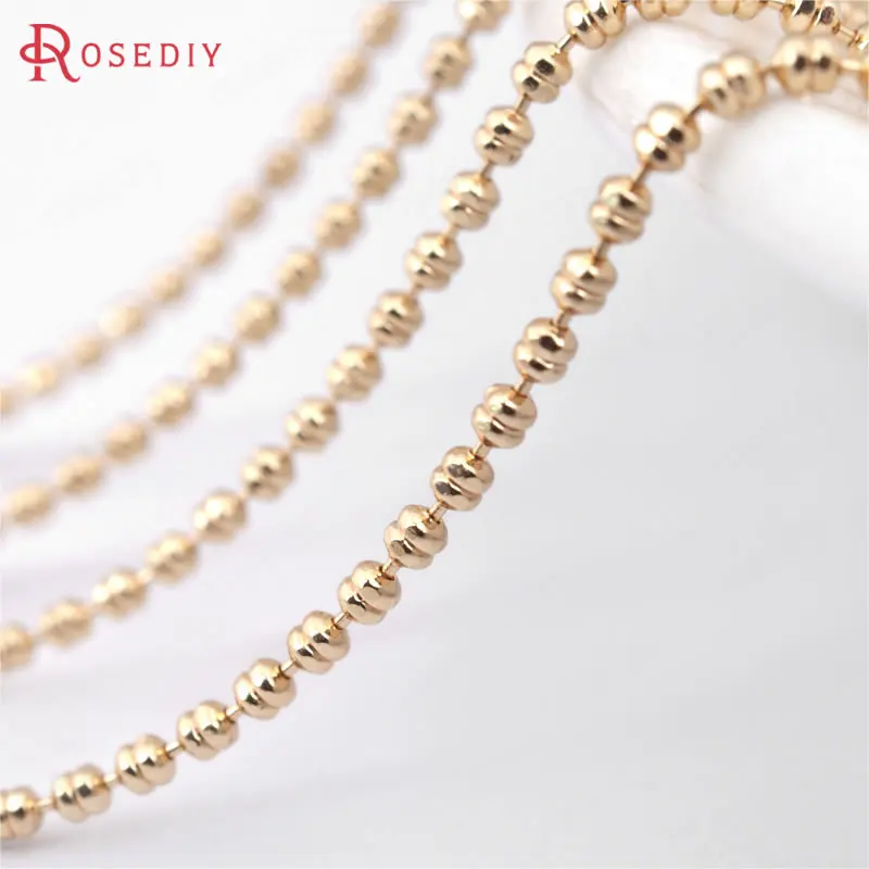 

2 Meters 1.5MM 24K Champagne Gold Color Copper Double Flat Beads Necklace Chains High Quality Diy Jewelry Findings Accessories