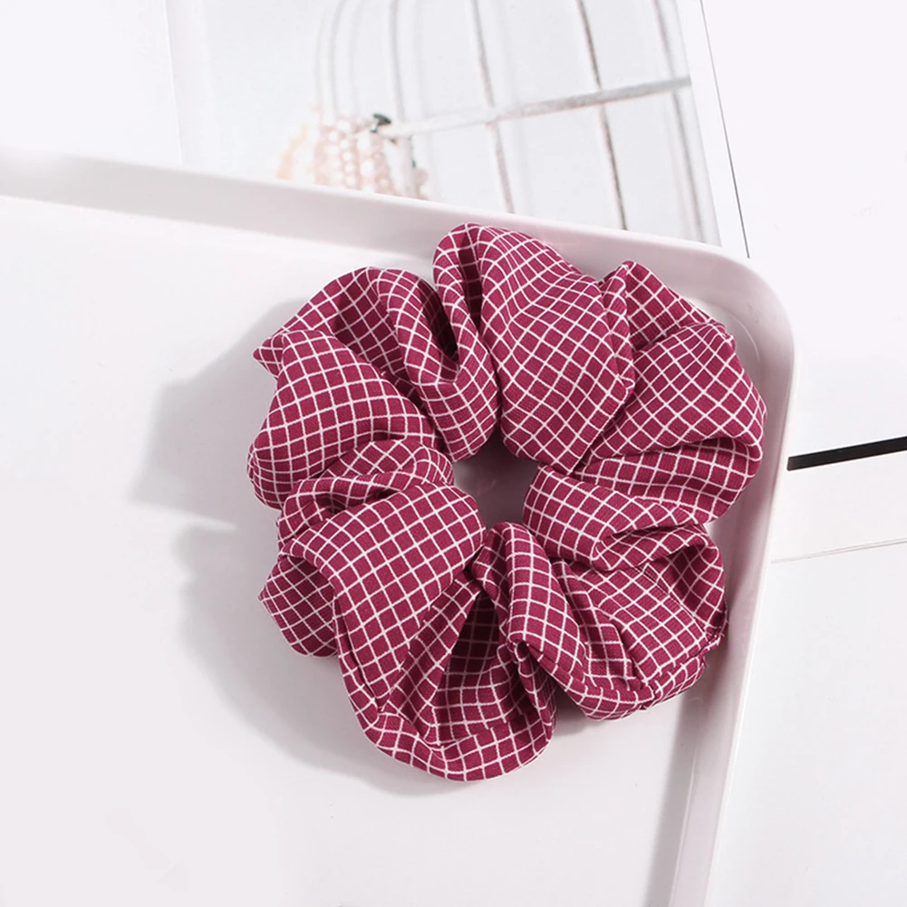 Hot Sales Korean Net Plaid Scrunchies Elastic Hair Bands Hair Rope Ties Women Girls Sweet Cute Hair Accessories Ponytail Holder - Цвет: Красный