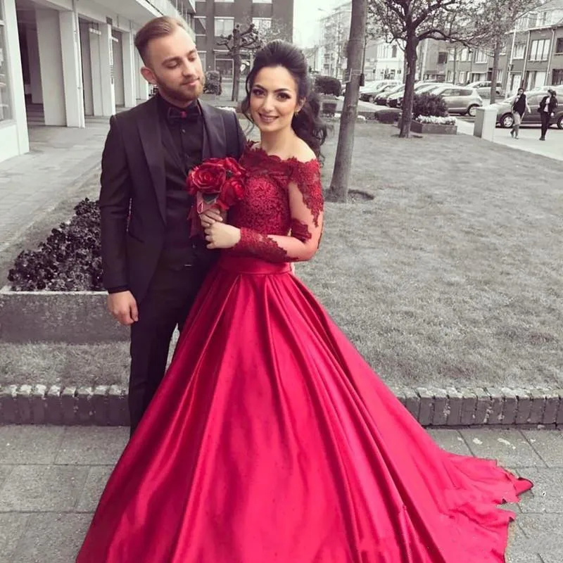 Ball Gown Boat Neck Evening Dress 2019 Long Sleeve Robe De Soiree Woman Formal Evening Party Gown Vestido De Festa de noche Ball Gown Boat Neck Evening Dress 2019 Long Sleeve Robe De Soiree Woman Formal Evening Party Gown Vestido De Festa de noche