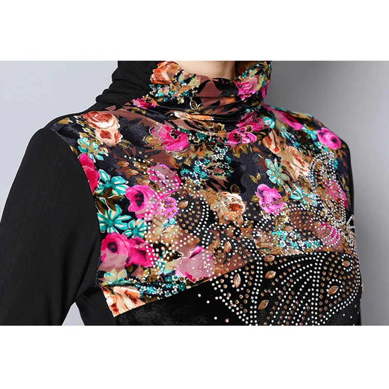 Женские блузки, плюс размер 4XL, топы, Осень-зима, теплые, элегантные, с бисером, женская блузка, рубашка, плотная, плюс бархат, Blusas Mujer
