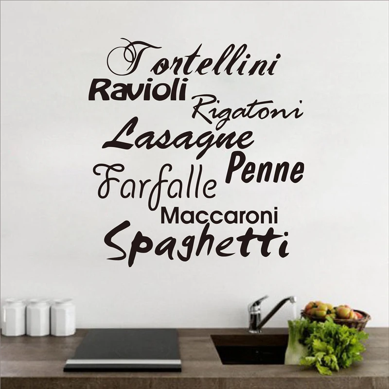 Adesivo Мураль паста Cucina Tagliatelle итальянский язык виниловые наклейки на стену для столовой украшения кухни