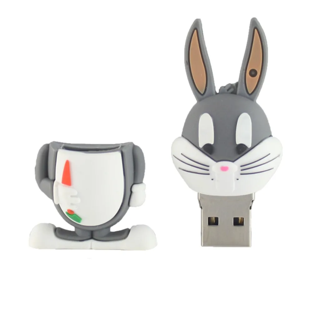 Милые Мультяшные USB флеш-накопители, 32 ГБ, животные, свинья, кролик, флешка, 64 ГБ, реальная емкость, 4 ГБ, 8 ГБ, 16 ГБ, карта памяти, I флэш-диск, флешка