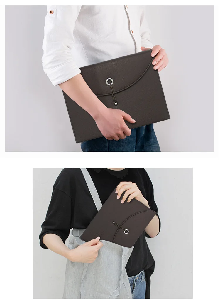 Leather Conference Folder Business File Travel Meeting Holder Daily Office Envelope Organ Bag A4 Size (5)